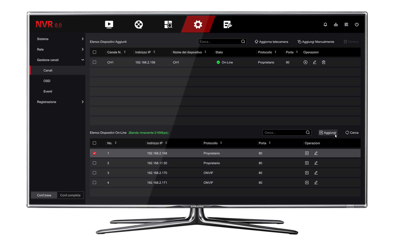 Controllo da monitor con mouse